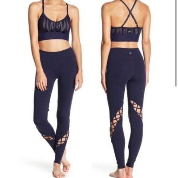 ALO Yoga Pants - Alo Navy Blue Entwine Leggings Sz XXS